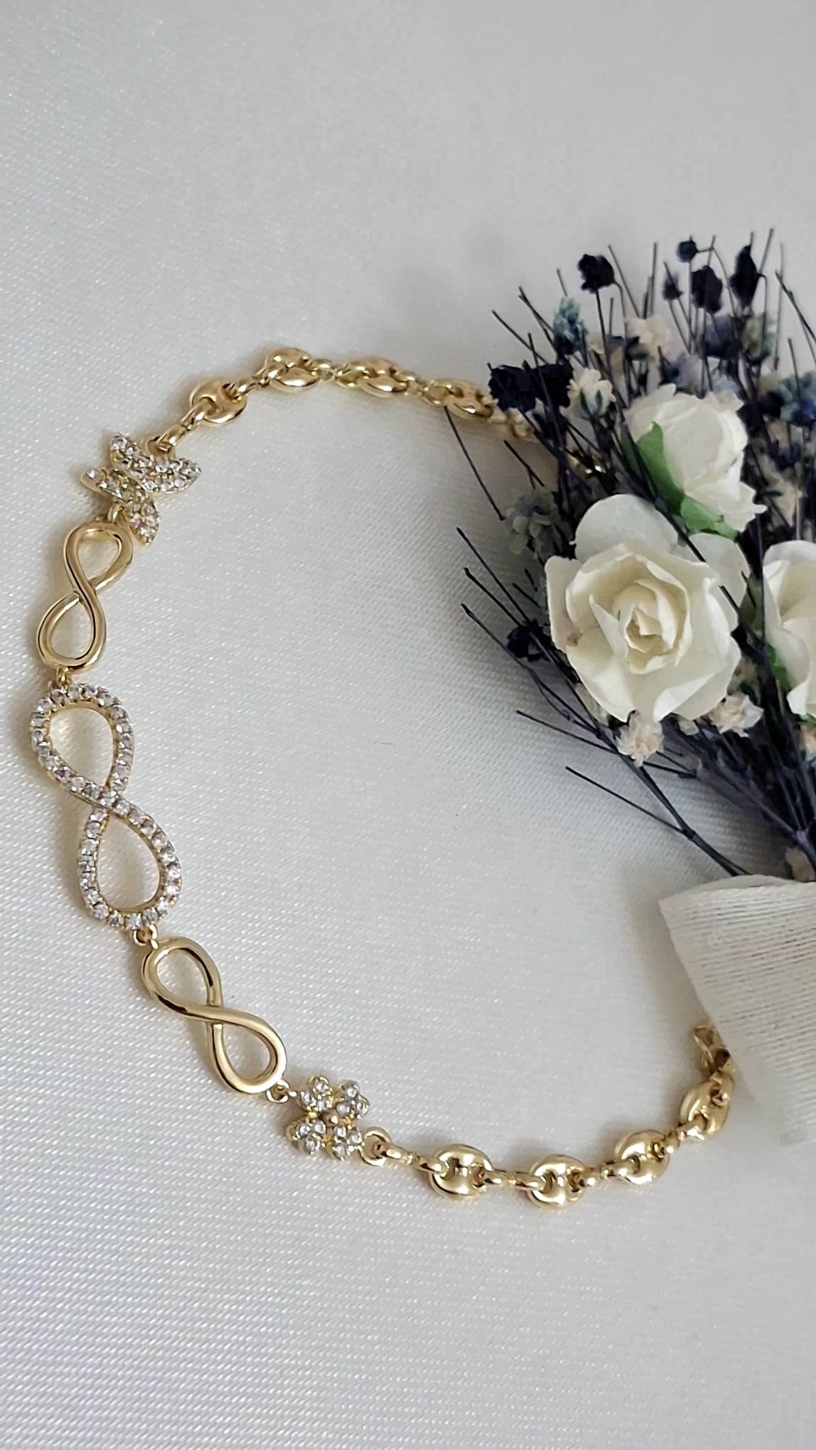 XUPING Bileklik - Şişkin Zincir Sonsuzluk Figürlü ve Çiçek Detaylı